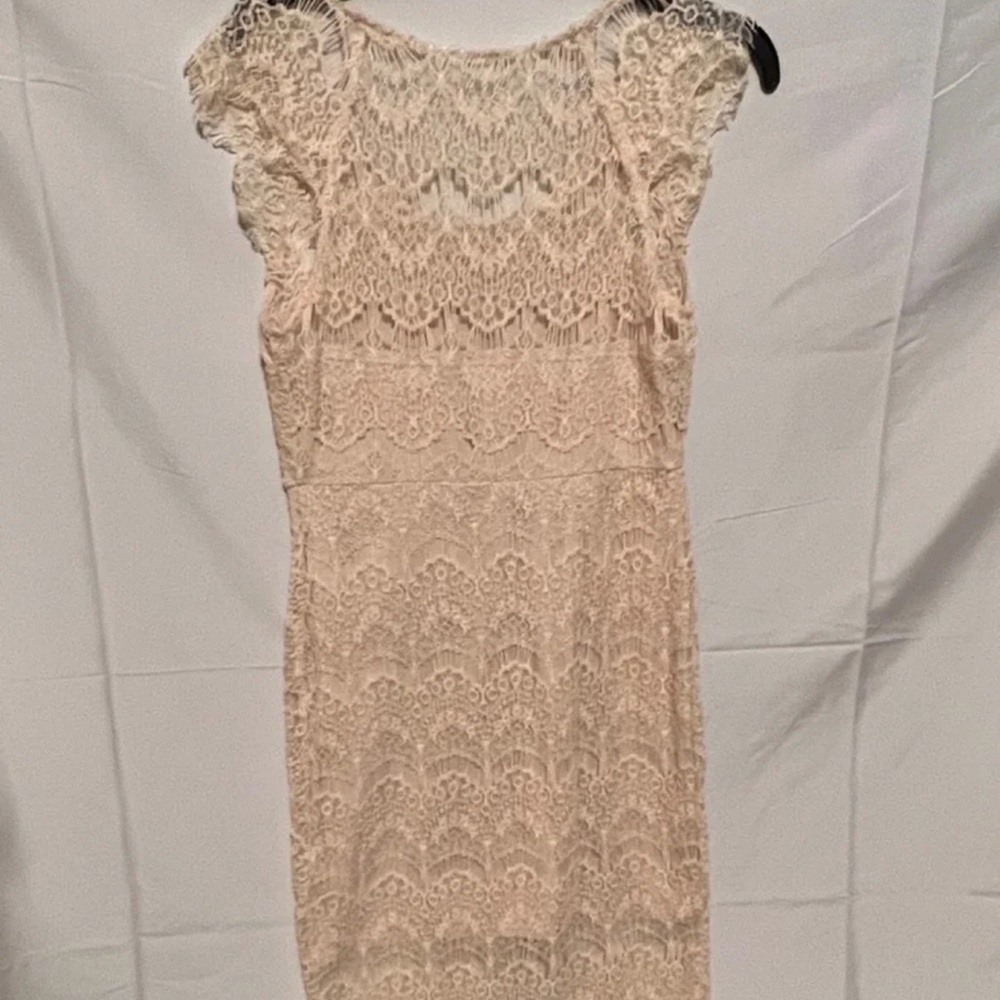 S Free People Cream Crochet Lace Midi Slip Lined Dress.  Intimately Free People - Picture 13 of 14
